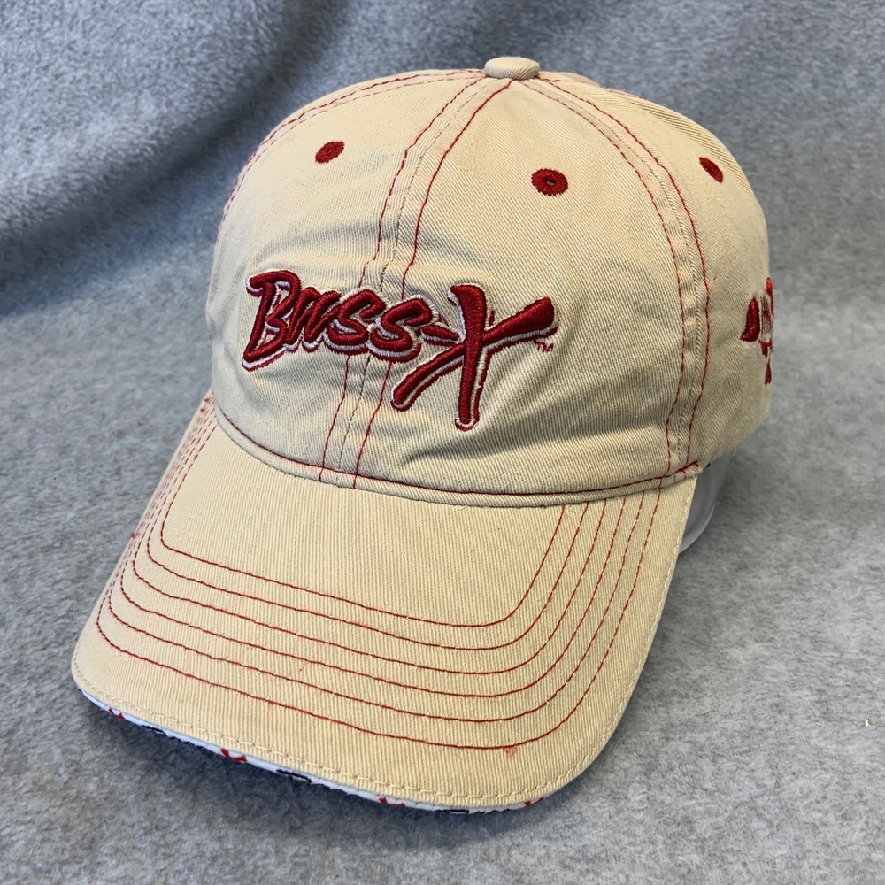 Bass-X Logo Men Tan Fishing Hat Adjustable Contrast Stitch OSFA